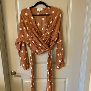 lacademie XL in burnt orange with cream dots.